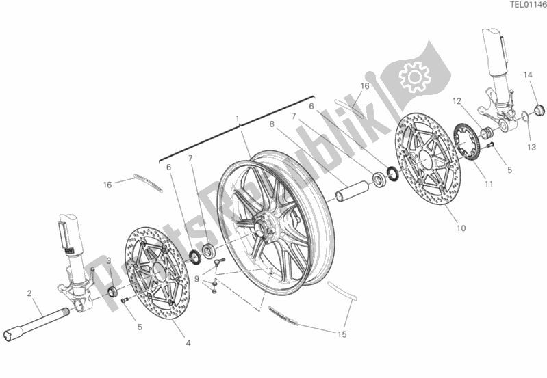 All parts for the 28a - Front Wheel of the Ducati Superbike Panigale V4 Speciale USA 1100 2019
